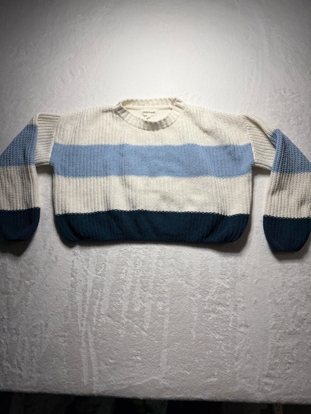 Cream, Light Blue & Teal-Blue Striped Kids Knit Sweater